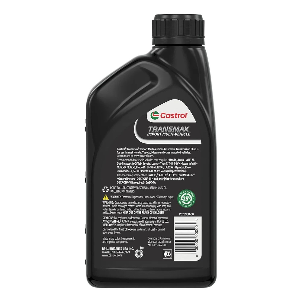 5 pack Castrol Transmax Import Multi-Vehicle Automatic Transmission Fluid, 1 Qt