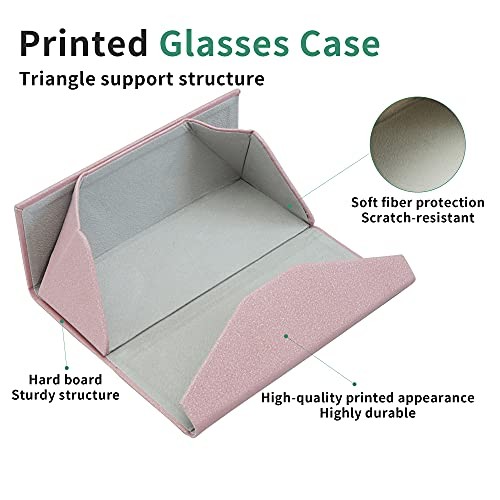 2 Pack Eyeglass Case Hard Shell with Foldable Design, Lxy_pink(2 Pack)