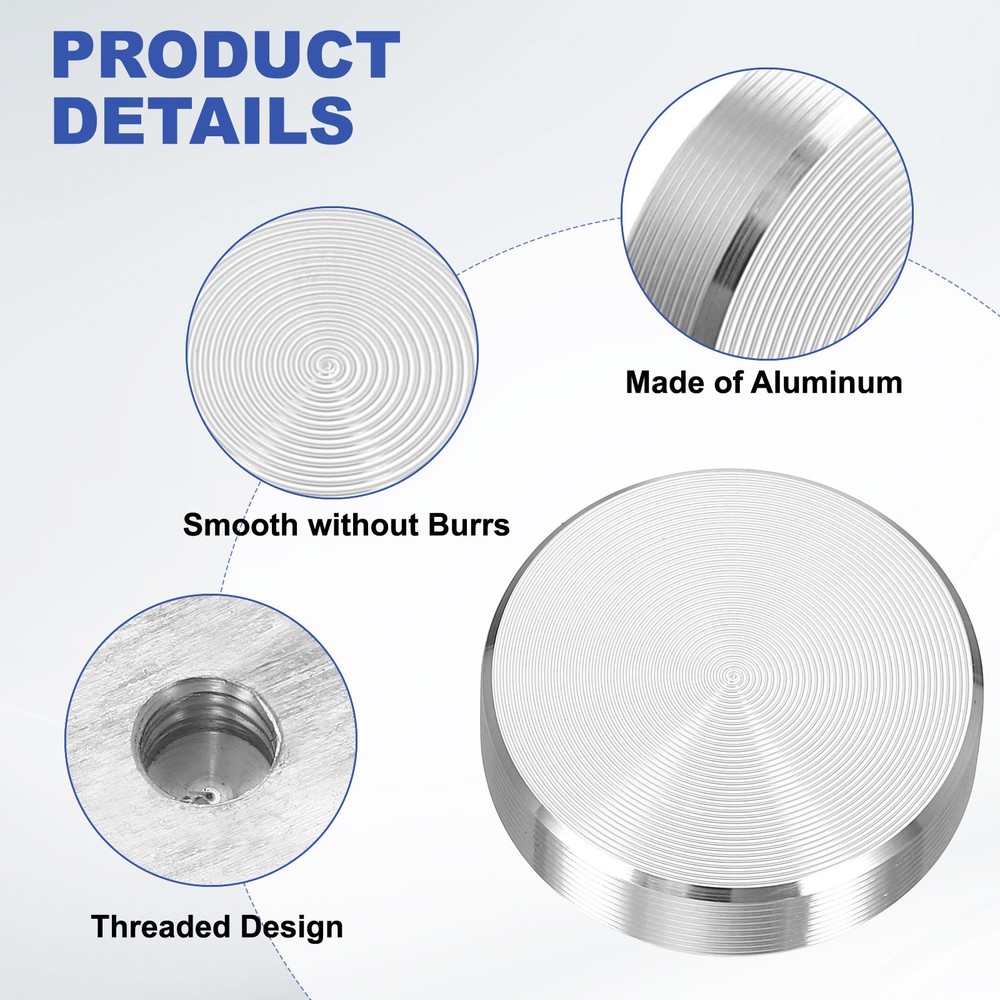 8pcs M8 Thread 30mm Diameter Round Shape Aluminum Disc Hardware, Silver