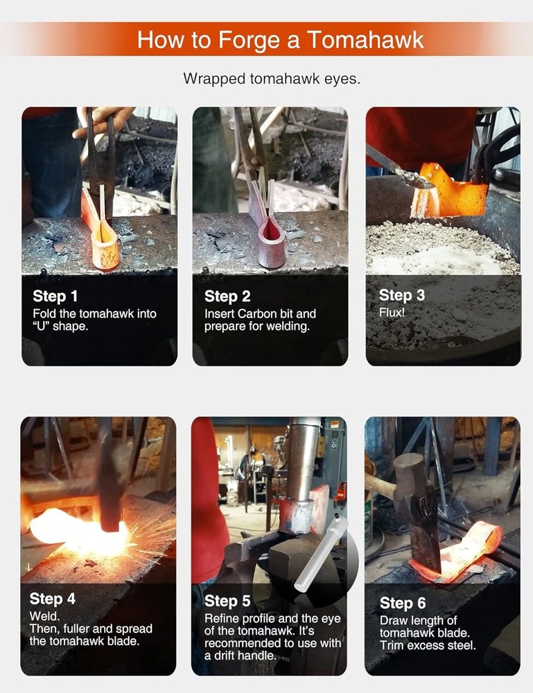 Tomahawk Eye Drift Mandrel Tool for Blacksmithing, Forged Axe Hammer Making Tool