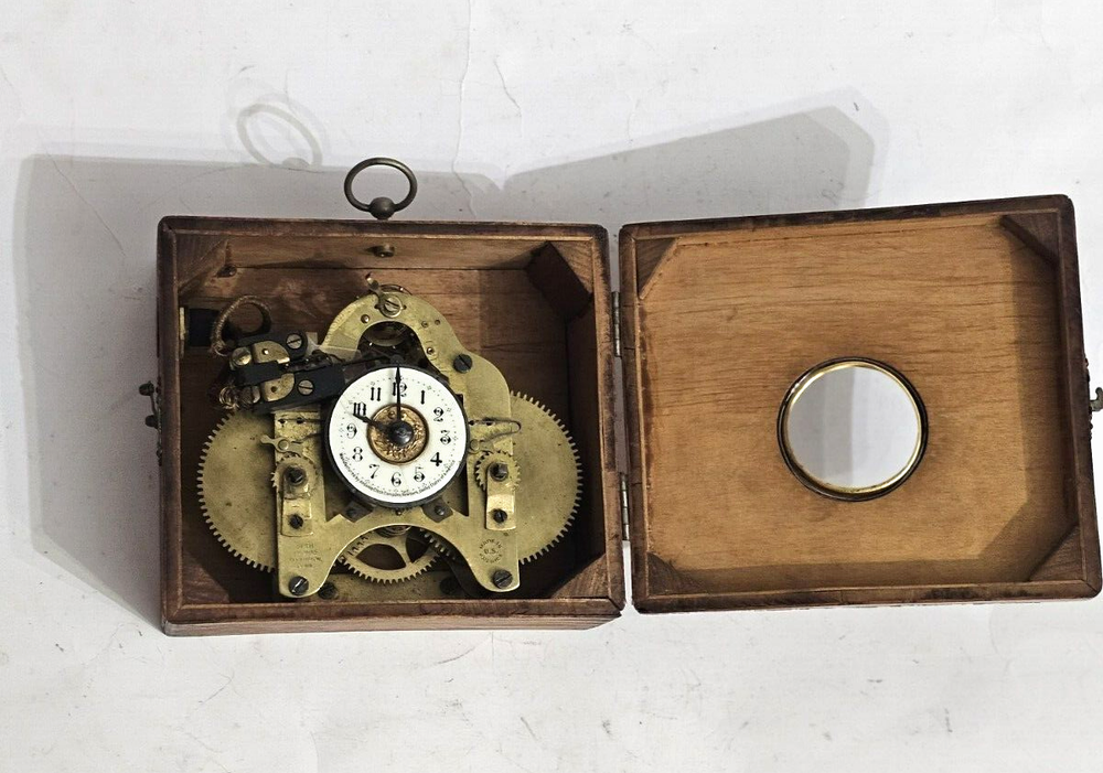 RARE ANTIQUE DYNAMITE EXPLOSIVE DETONATOR TIMER CLOCK WOODEN SWITCH BOX 1900'S
