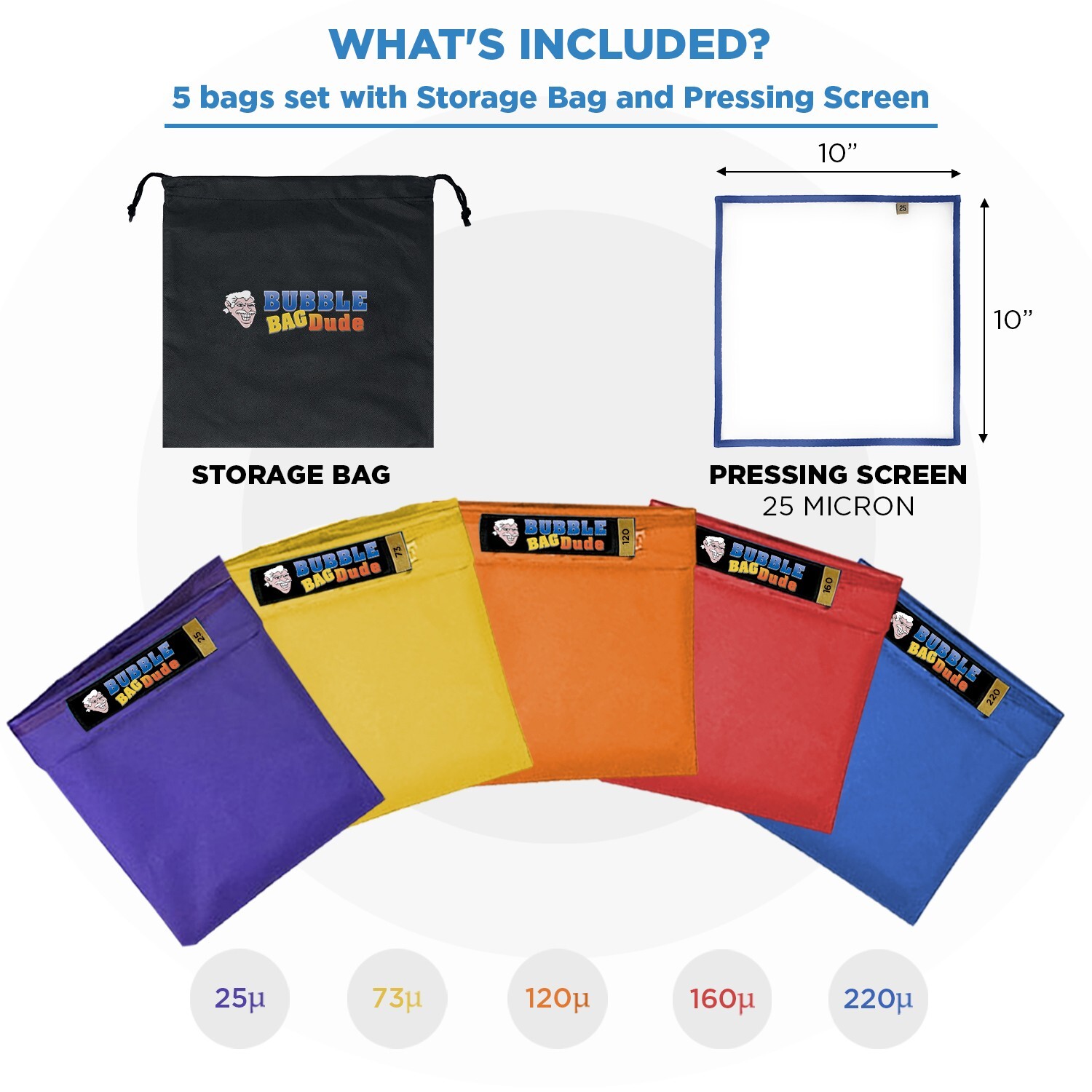 Bubble Bag BUBBLEBAGDUDE 5 GAL - 5 Bag Kit Bubble Hash Bags Herbal Extractor