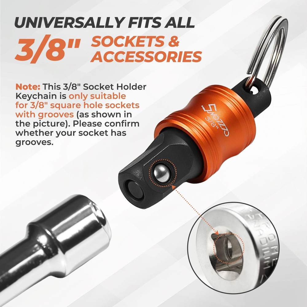 3PCS 3/8" Socket Holder Keychain Set,Drive Quick-Release Organizer with Locki...