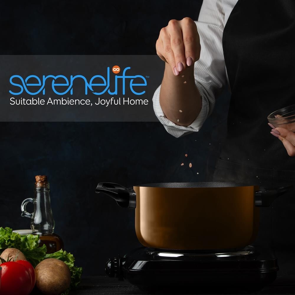 SereneLife 20 Pcs Kitchenware Pots & Pans Set-Black Non-Stick Coating Inside