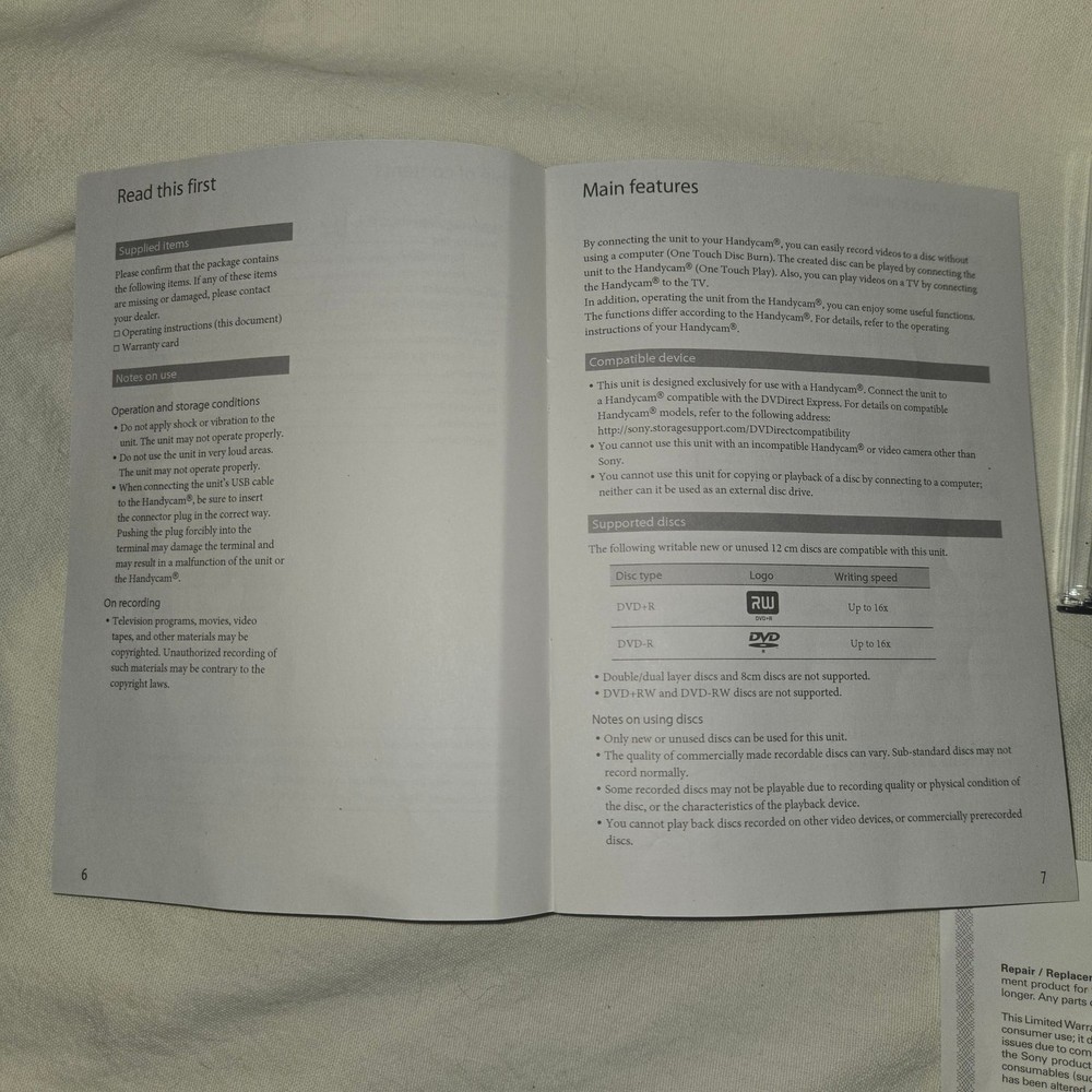 Sony DVDirect Express Multi-Function DVD writer for Handycam UNTESTED