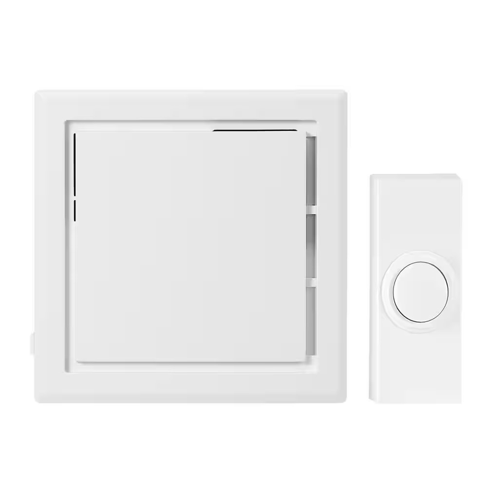 Defiant Wireless Plug-In Doorbell Kit with 1 Push Button, White