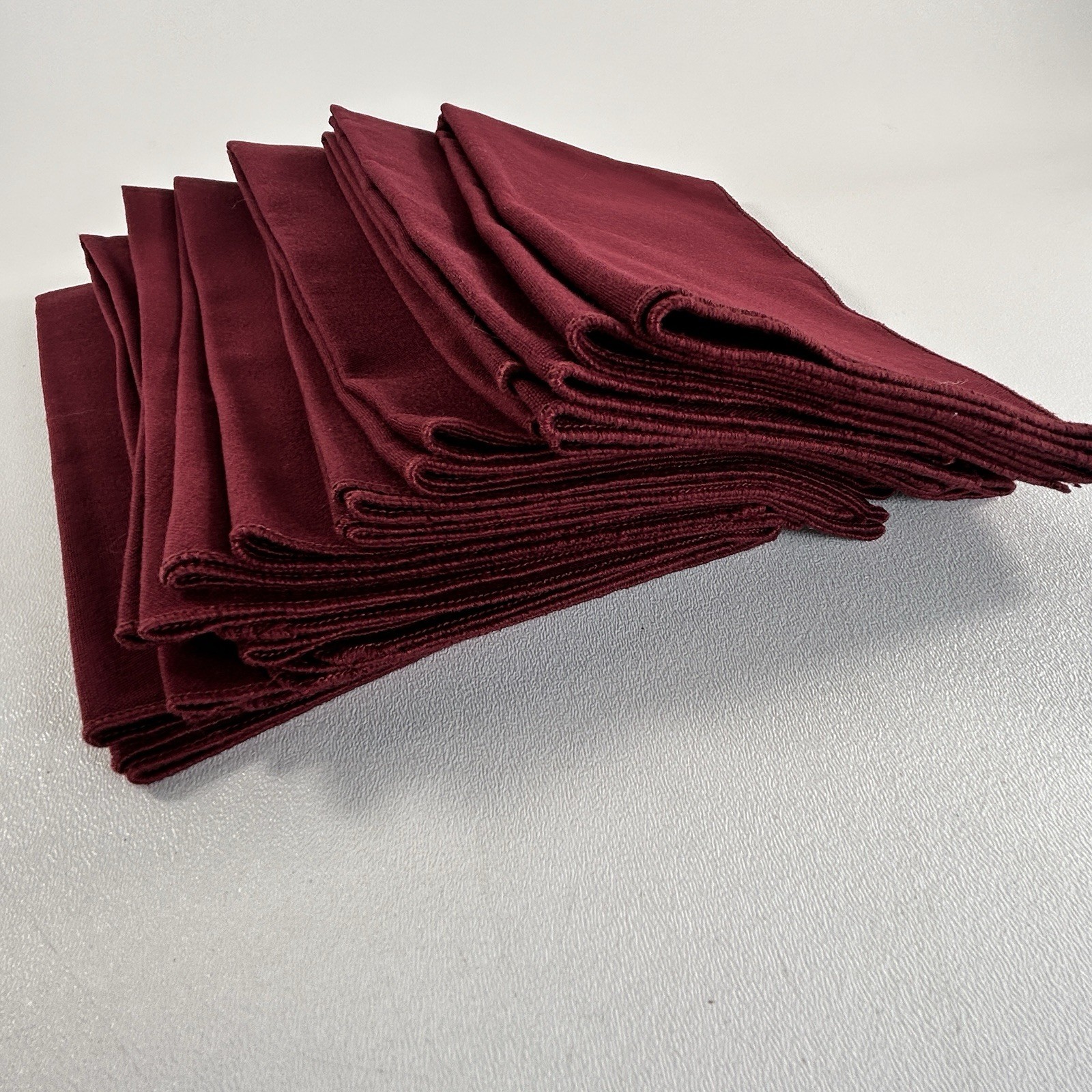 Set of 10 New Burgundy Cloth Napkins 20"x20" Solid Color Cotton Blend Dark Red
