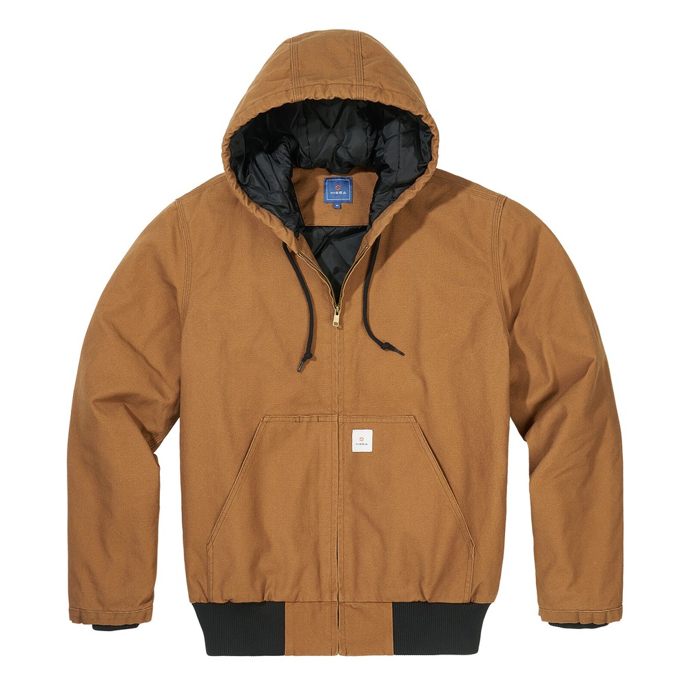 HISEA Men Full Zip Hooded Jacket Quilted Lining Active Jacket Work Coat Pockets