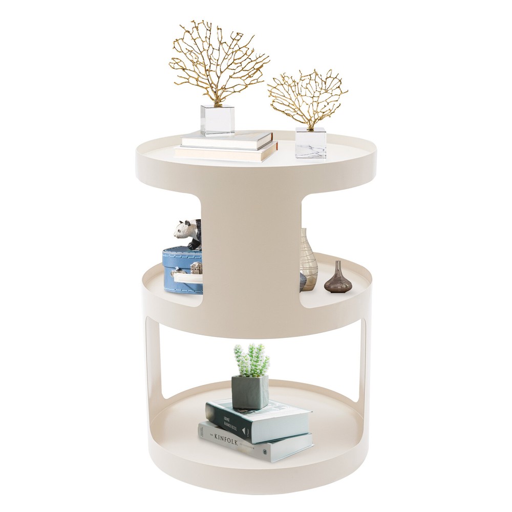3 Tier Side Table Modern Coffee Table Sofa Bedside Table Round Organizer White