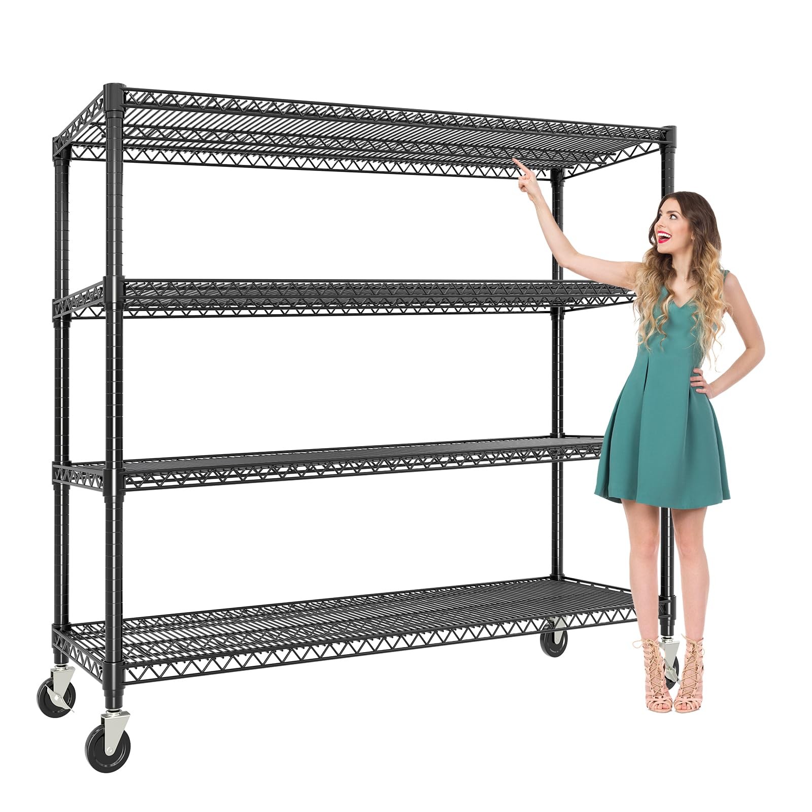 72"x59"x18" 4 Tier Adjustable Wire Metal Shelving Heavy-Duty Storage Unit 2640Lb