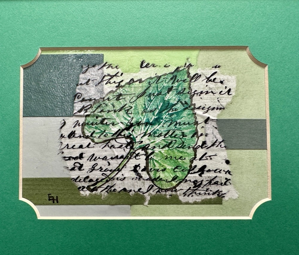 Mixed Media Collage Botanical Leaf Art pair