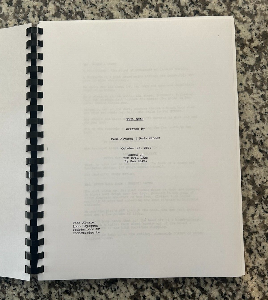 Evil Dead 2013 Horror Movie Script Reprint Full Screenplay Script