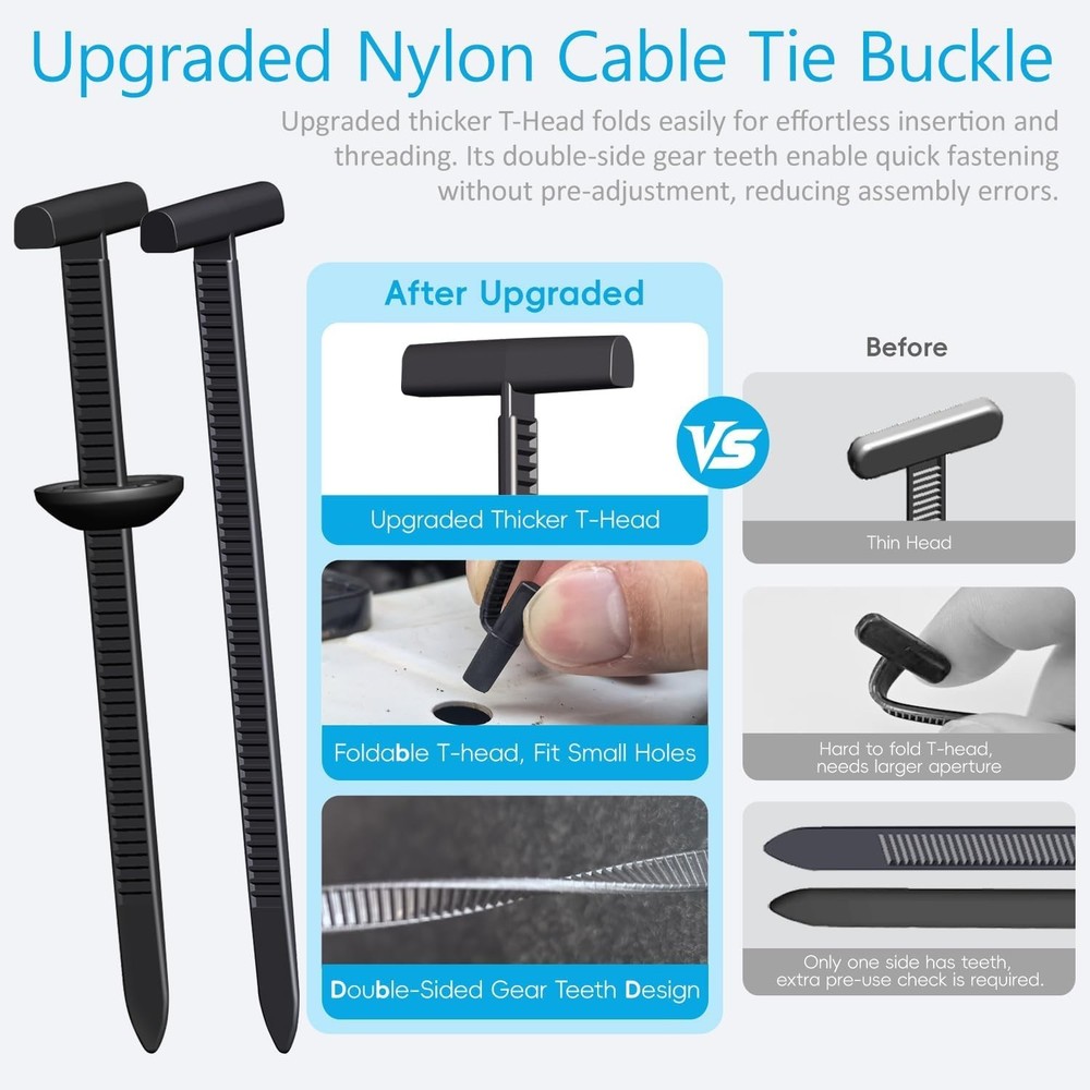 Universal 50 Pack Nylon Cable Tie Buckles - Weatherproof, Self-Locking Design