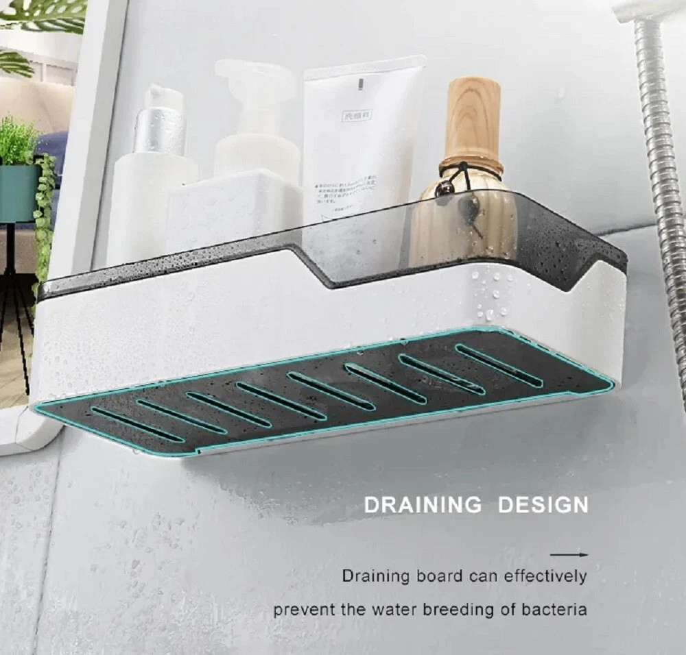 Wall Mounted Shower Caddy Bathroom Organizer Shelf Rack Bath Storage Holder