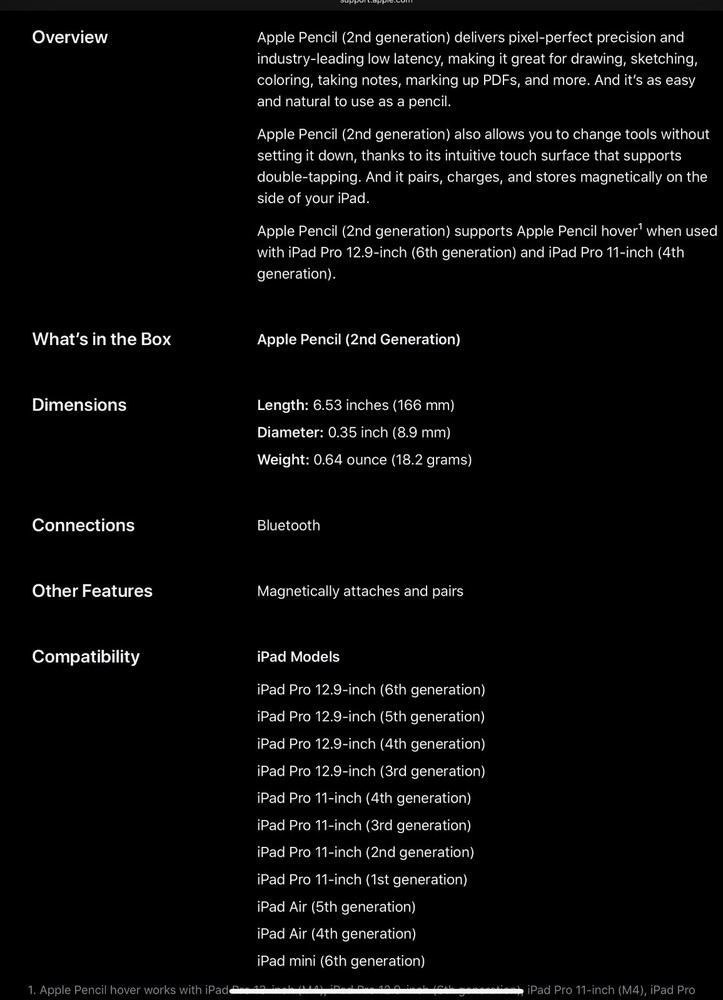 Apple Pencil (2nd Generation) for iPad Pro (3rd Generation) - White (2020)