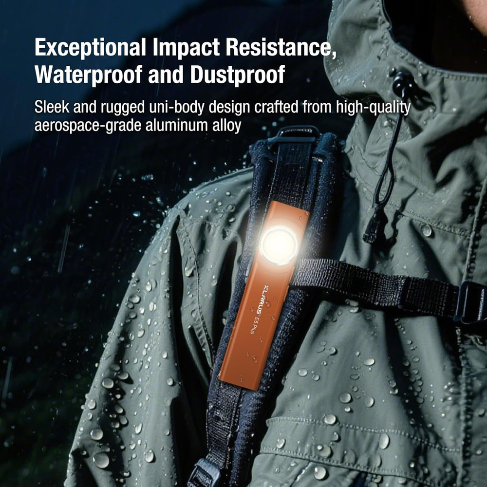 E5 plus - Ultra-Slim Dual Switch 3-Light Sources EDC Flashlight, 650 Lumens, USB
