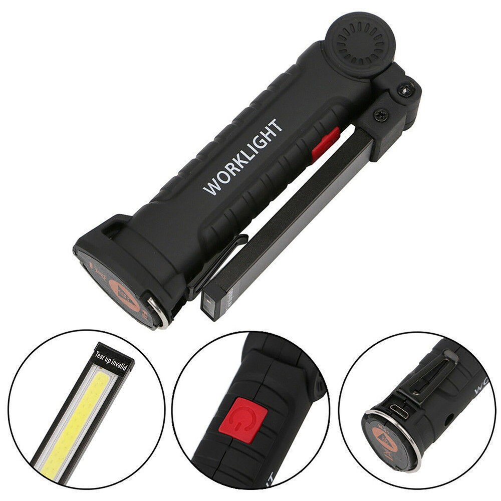 2Pcs Magnetic COB LED Work Light Lamp Rechargeable Flashlight Lamp Folding Torch
