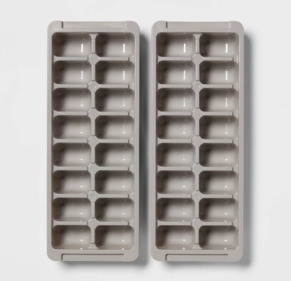 2-Pack ROOM ESSENTIALS Plastic Ice Cube Trays BPA-Free • Grey