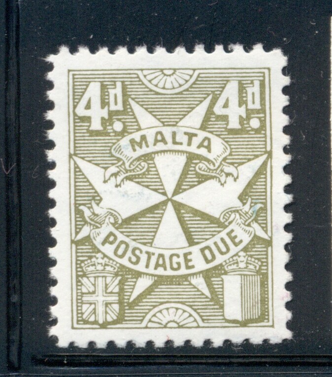 MALTA J17 SG#D17 MH 1925 4p Postage Due Perf 12 Wmk Mult Script CA CV$12
