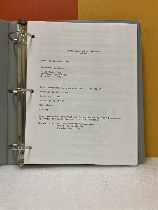 Western Dynamil VRP 70 Developer Operations & Maintenance Manual