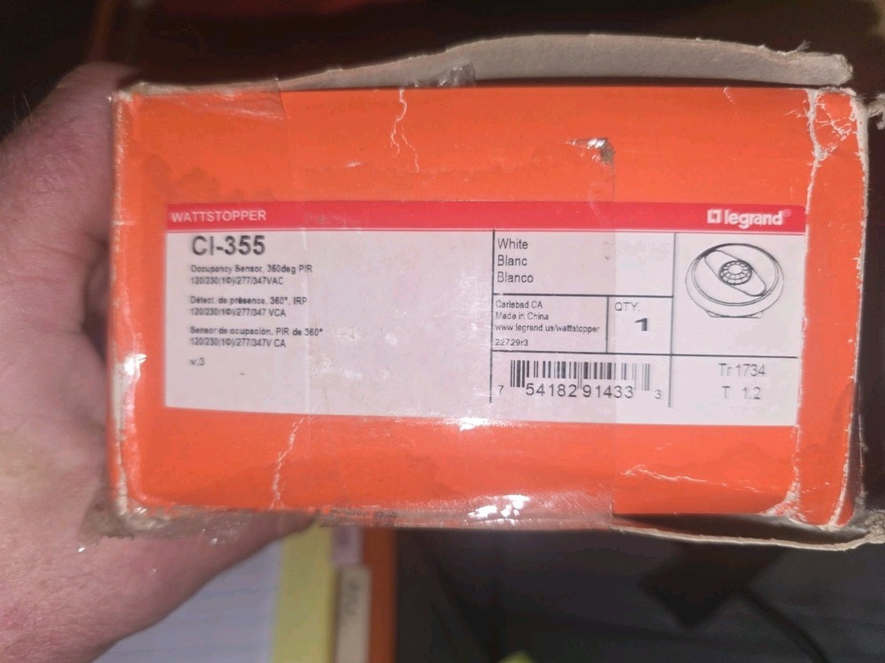 Legrand Wattstopper CI-355 PIR Ceiling Occupancy Sensor 360° White