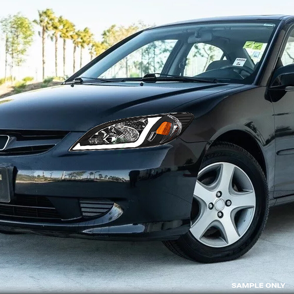 Topline For 2004-2005 Civic 2D/4D Switchback Sequential LED Strip Headlights Blk