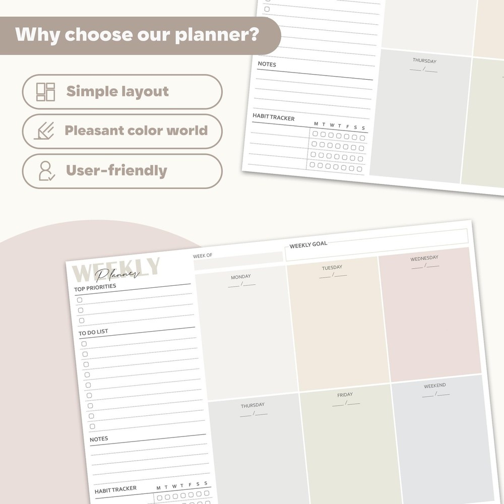 Weekly Planner Notepad Undated - 50 Sheets Weekly To Do List Notepad (8.3"x11...