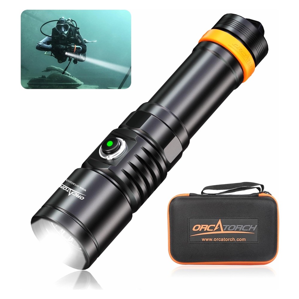 ORCATORCH D710 Underwater Flashlight 150M Submersible Dive Light-black