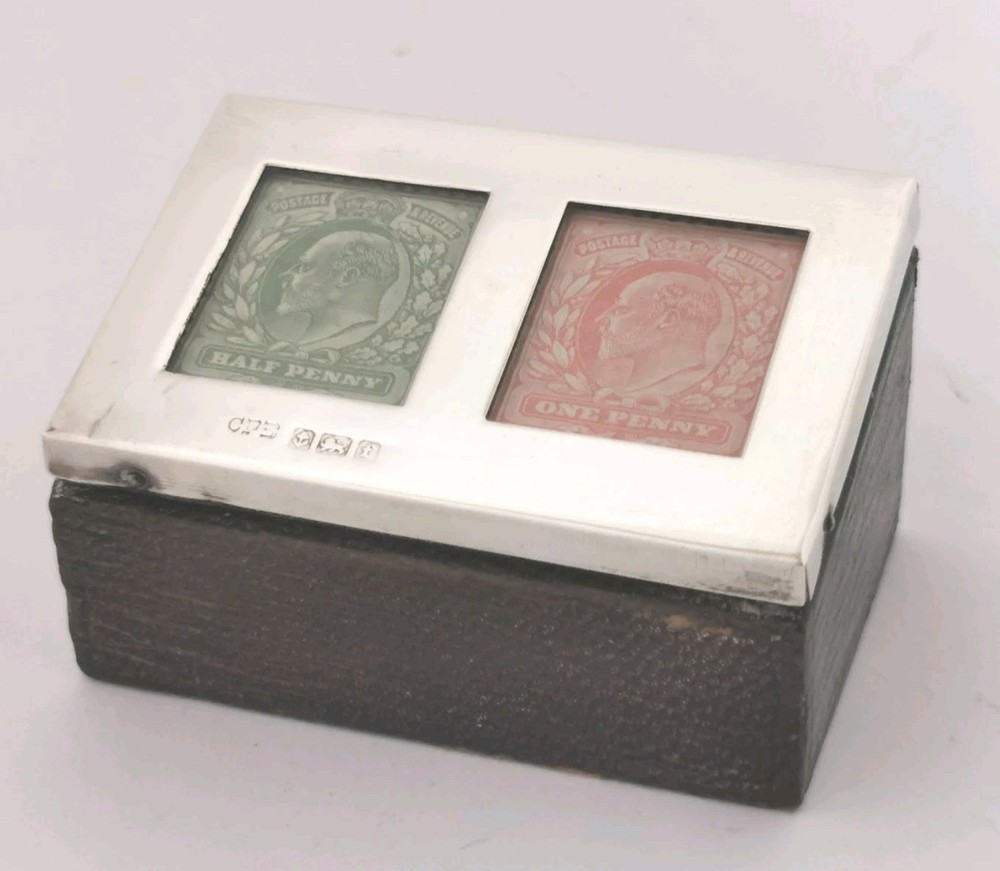 Antique Solid Silver Double Stamp Box - Birm. 1905.