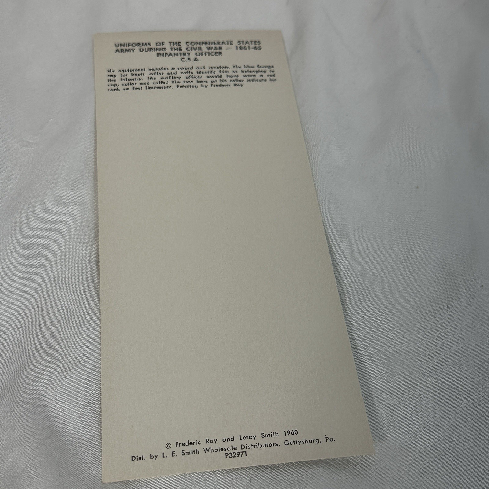 American Civil War Uniforms Of The Confederacy Set Of 6 Art Cards In Folder