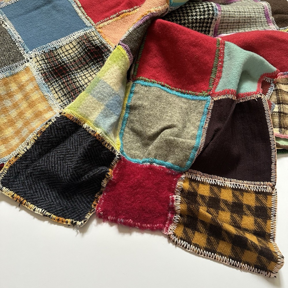 Wool Patchwork Quilt 57 Inches X 47 Inches