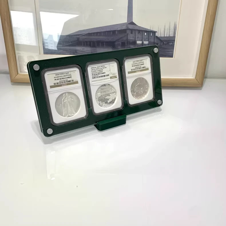 3 Grids Colored Desktop Display Frame Protective Case For NGC/PCGS Holder