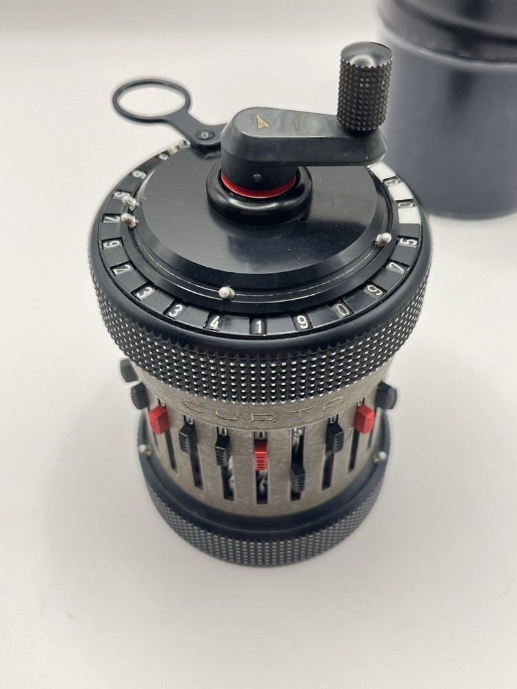 Curta Calculator Type II - Mechanical Curta Type 2 With Tin Case