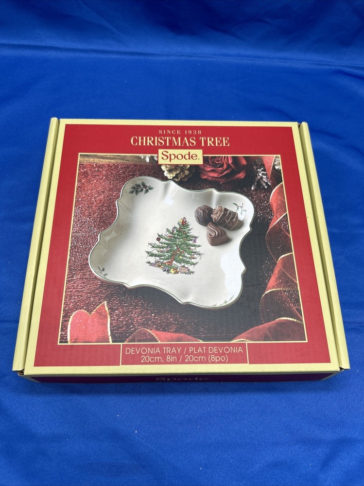 Spode Christmas Tree Fine Earthenware 8 Inch Devonia Tray, Holiday Serving Bowl