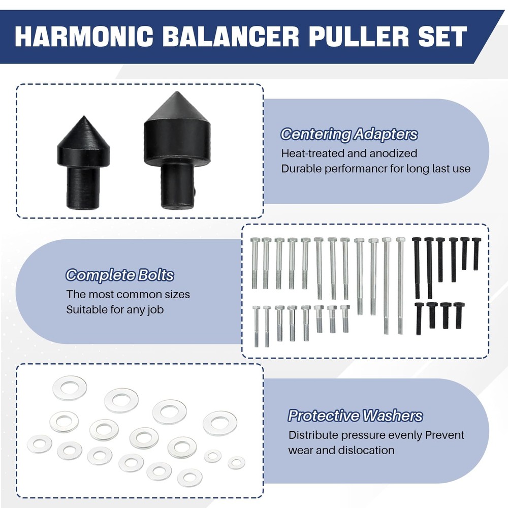46 PCS Harmonic Balancer Puller Set Steering Wheel Flywheel Crankshaft Blue