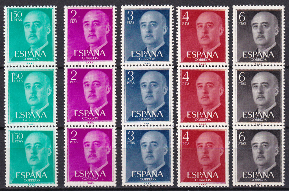 Spain 1970-75 Franco basic in numbered triptychs complete set (3191)