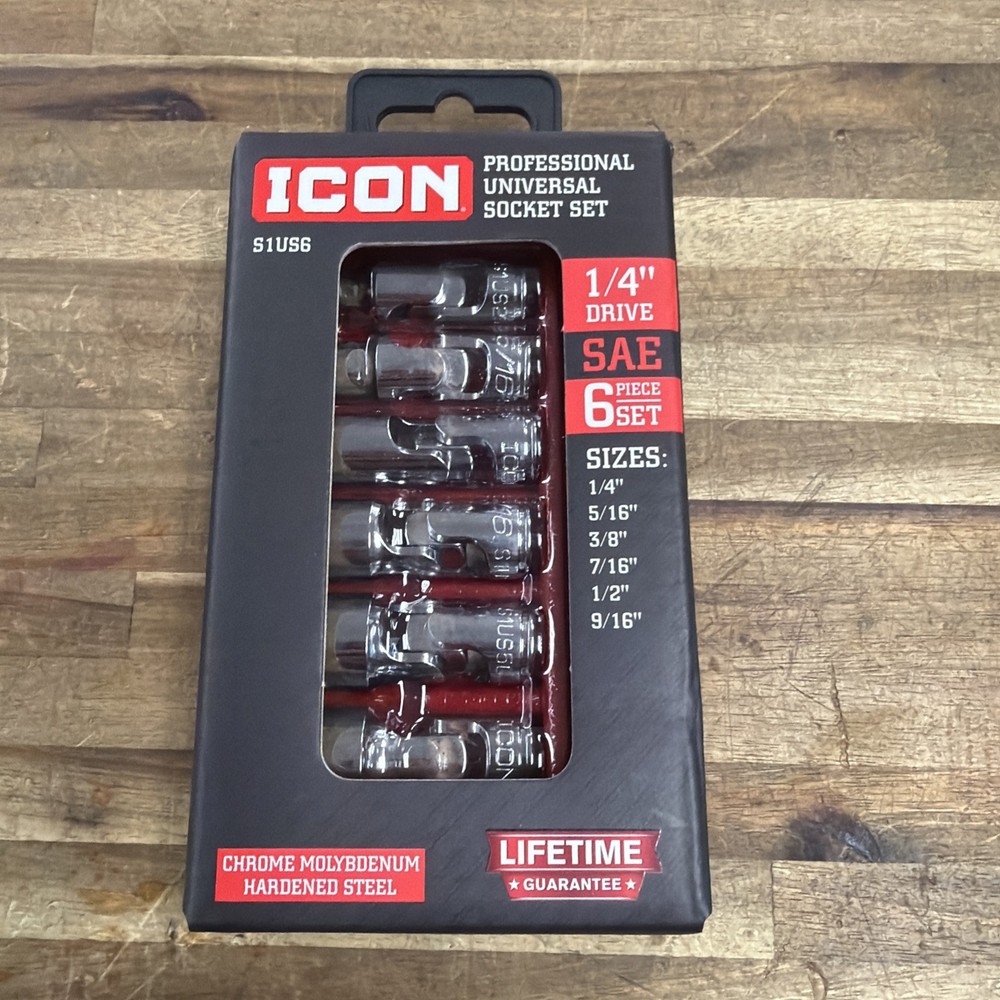 ICON S1US6 PROFESSIONAL UNIVERSAL SOCKET SET SAE 1/4" DRIVE