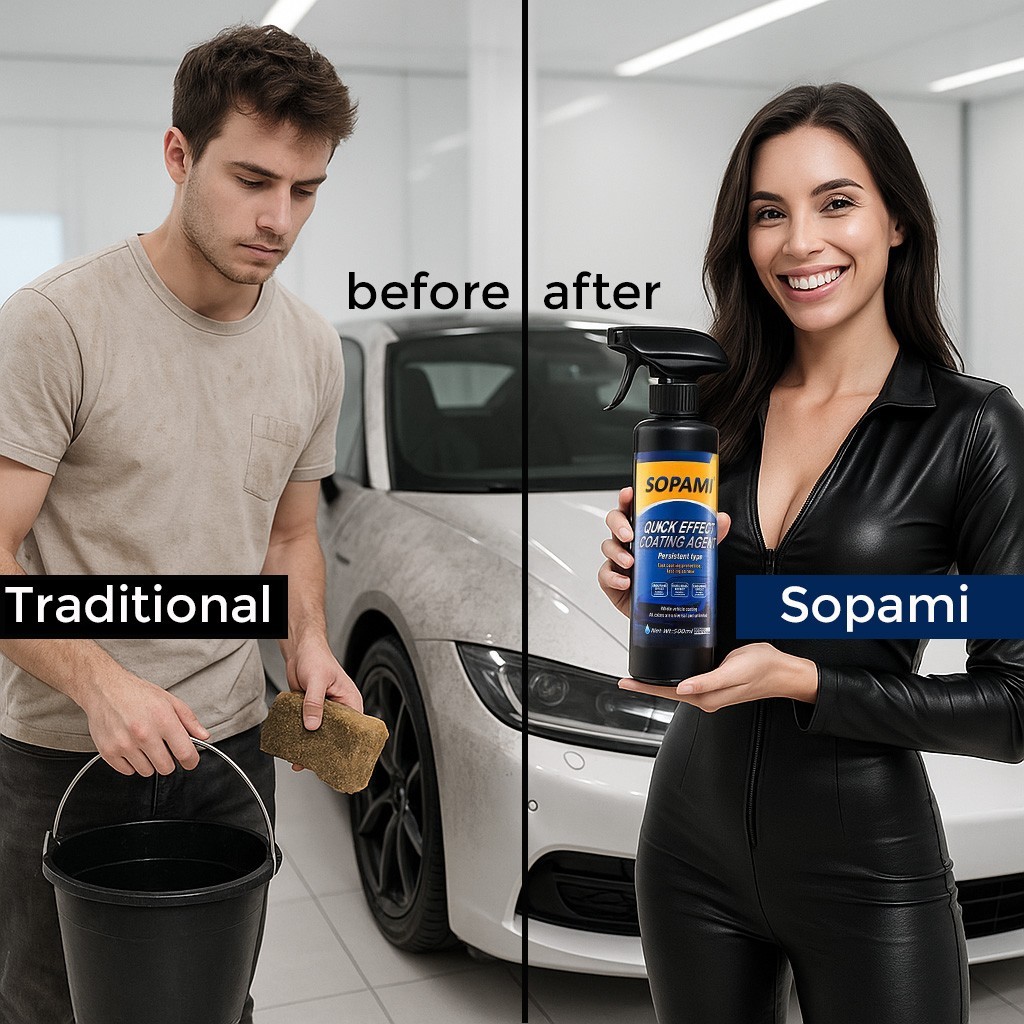 Sopami Car Coating Spray - 16.9 fl oz Waterless Ceramic Coating Car Wax (500ml)
