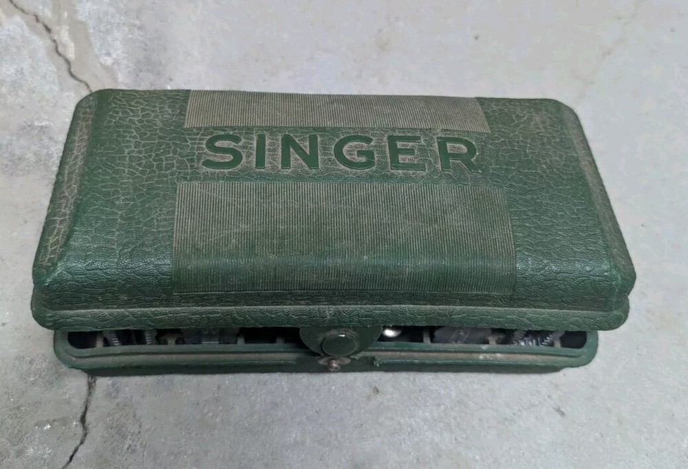 Singer Portable Sewing Machine VINTAGE Hand Held with Case Button Hole Maker