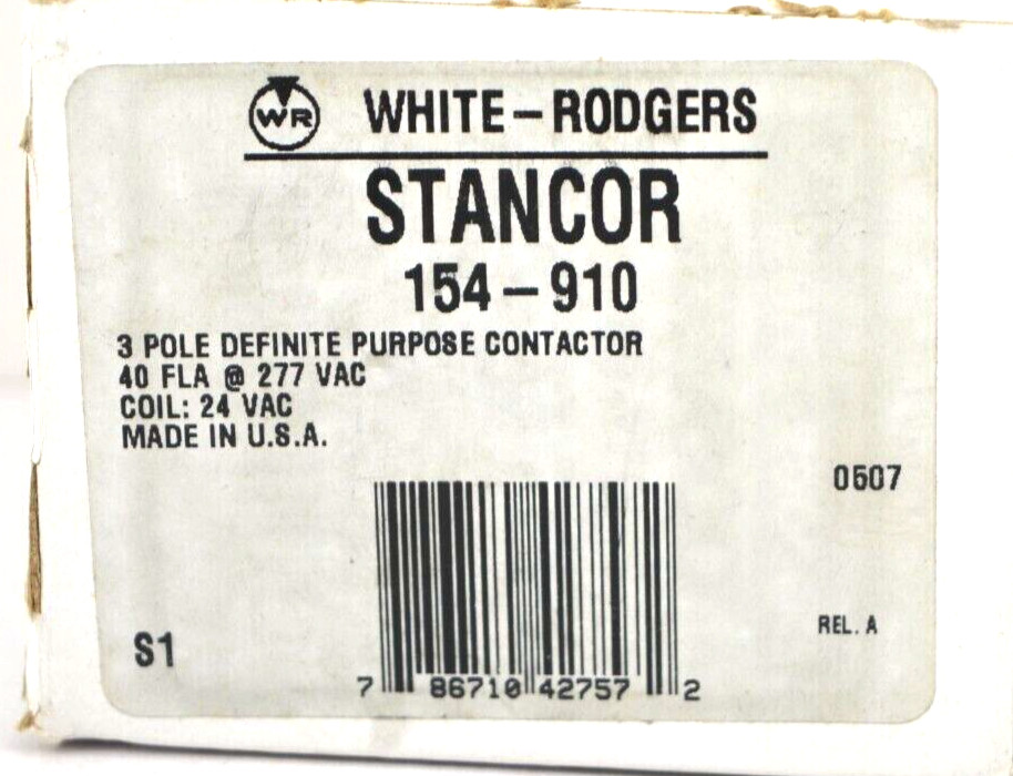 154-910 Stancor *NOS* 3 Pole Definite Purpose Contactor
