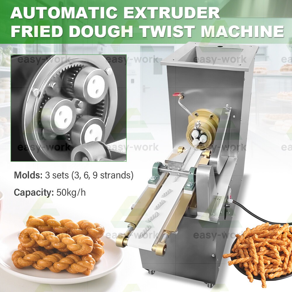 Automatic Extruder Fried Dough Twist Machine Bread Twisting Stick Rolling Cut