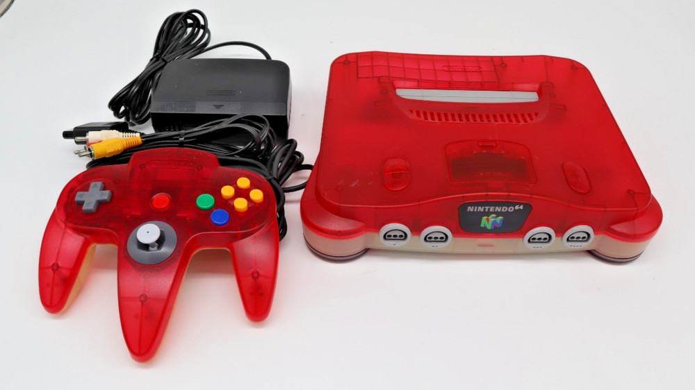 Nintendo 64 NUS-001 Clear Red Console Tested working