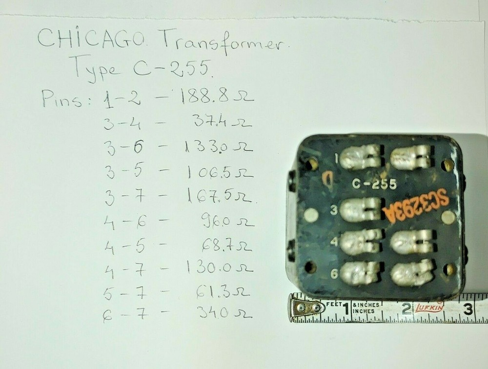 1 USED INPUT Chicago Transformer TYPE: C-255 ; SC-32293A