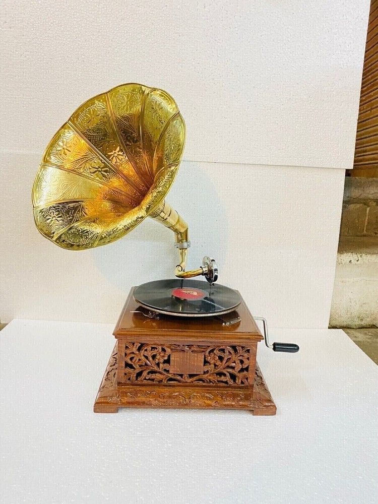 Shine Gramophone Fully Functional Working Phonograph win-up record Gramophone
