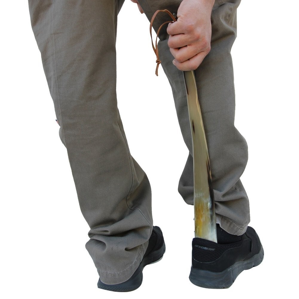 Shoe Horn Made with Real Horn Handmade Long Grip handle Shoehorn for Men 23 inch