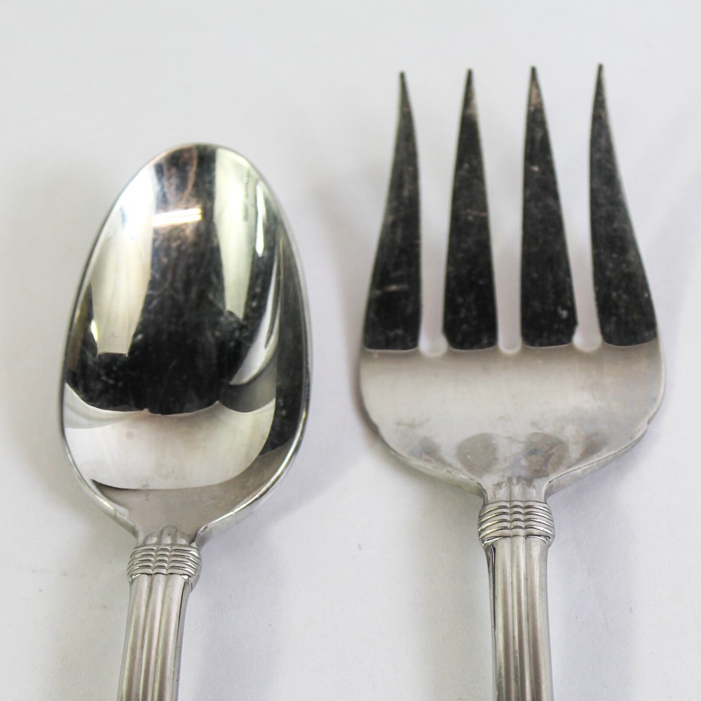 Hampton Silversmith Odyssey Serving Set Spoon & Fork 8.75" Stainless Steel