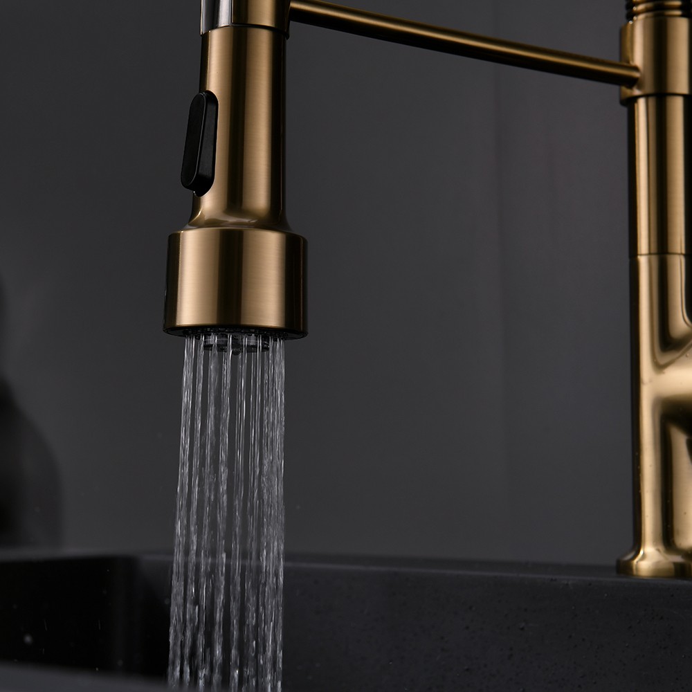 Commercial LED Kitchen Faucet with Pull Down Sprayer, Single Handle Single