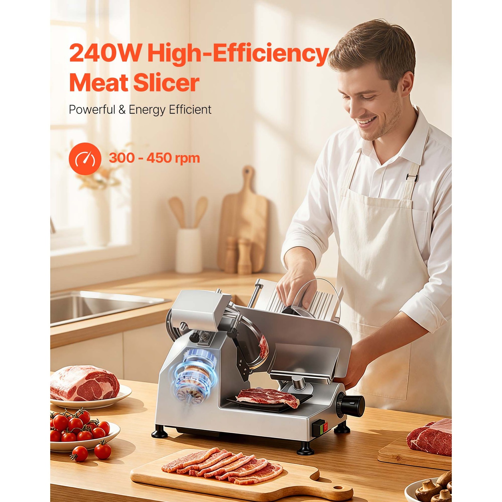 Uimoso Electric 240W Meat Slicer with 10-Inch Blade Commercial Deli Food Cutter