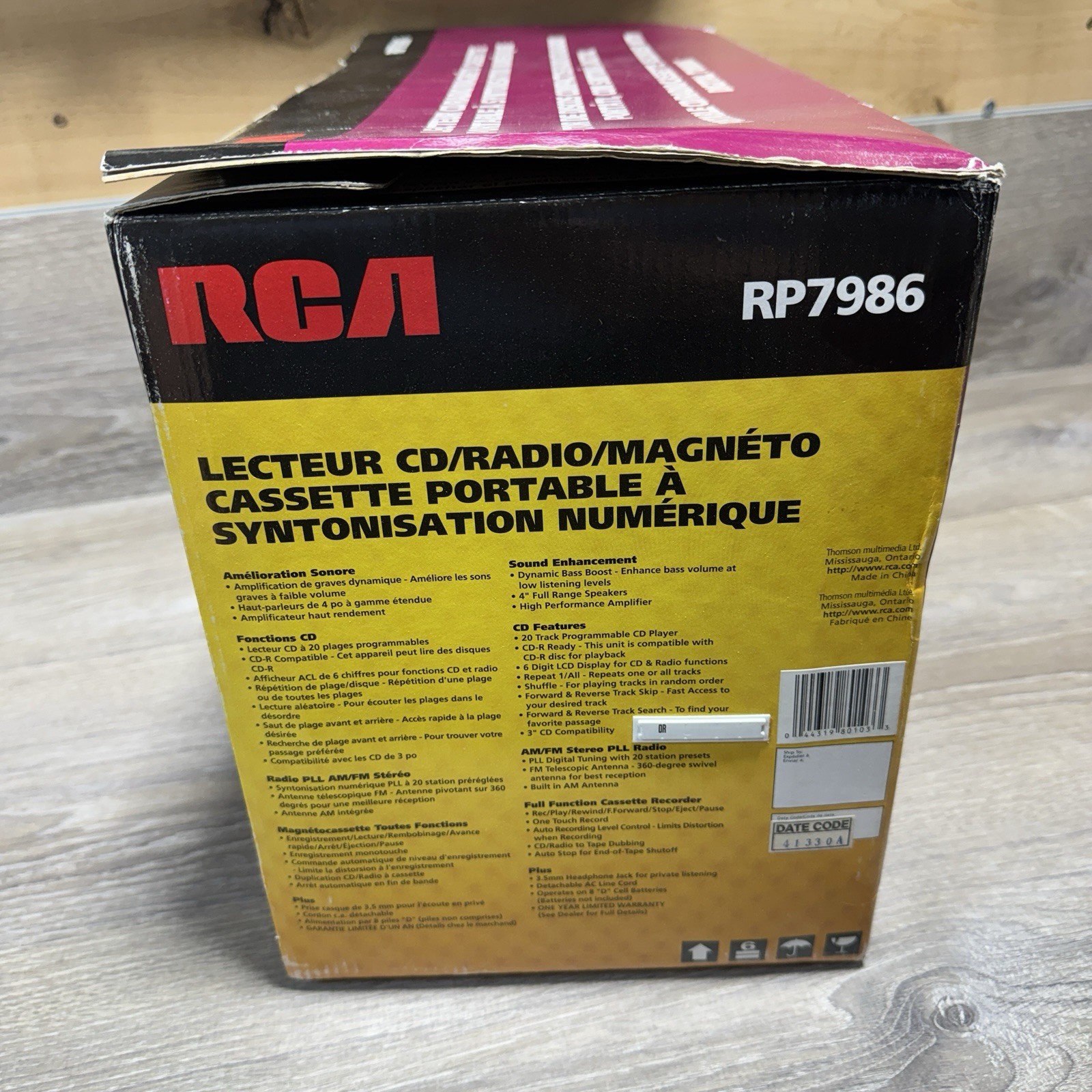 RCA Portable Radio CD Cassette Recorder RCA RP7986 RP-7986 7-2001 New Open Box