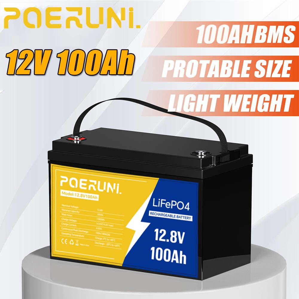NEW 12V 100Ah LiFePO4 Lithium Battery 8000+ Deep Cycle BMS for Solar RV Off-grid
